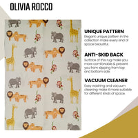 Animal Printed Rug Safari Modern Non-Slip Soft Durable Floor Rug for Living Room Bedroom Hallway & Office by OLIVIA ROCCO