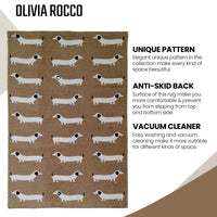 Animal Printed Rug Sausage Dog Modern Non-Slip Soft Durable Floor Rug for Living Room Bedroom Hallway & Office by OLIVIA ROCCO