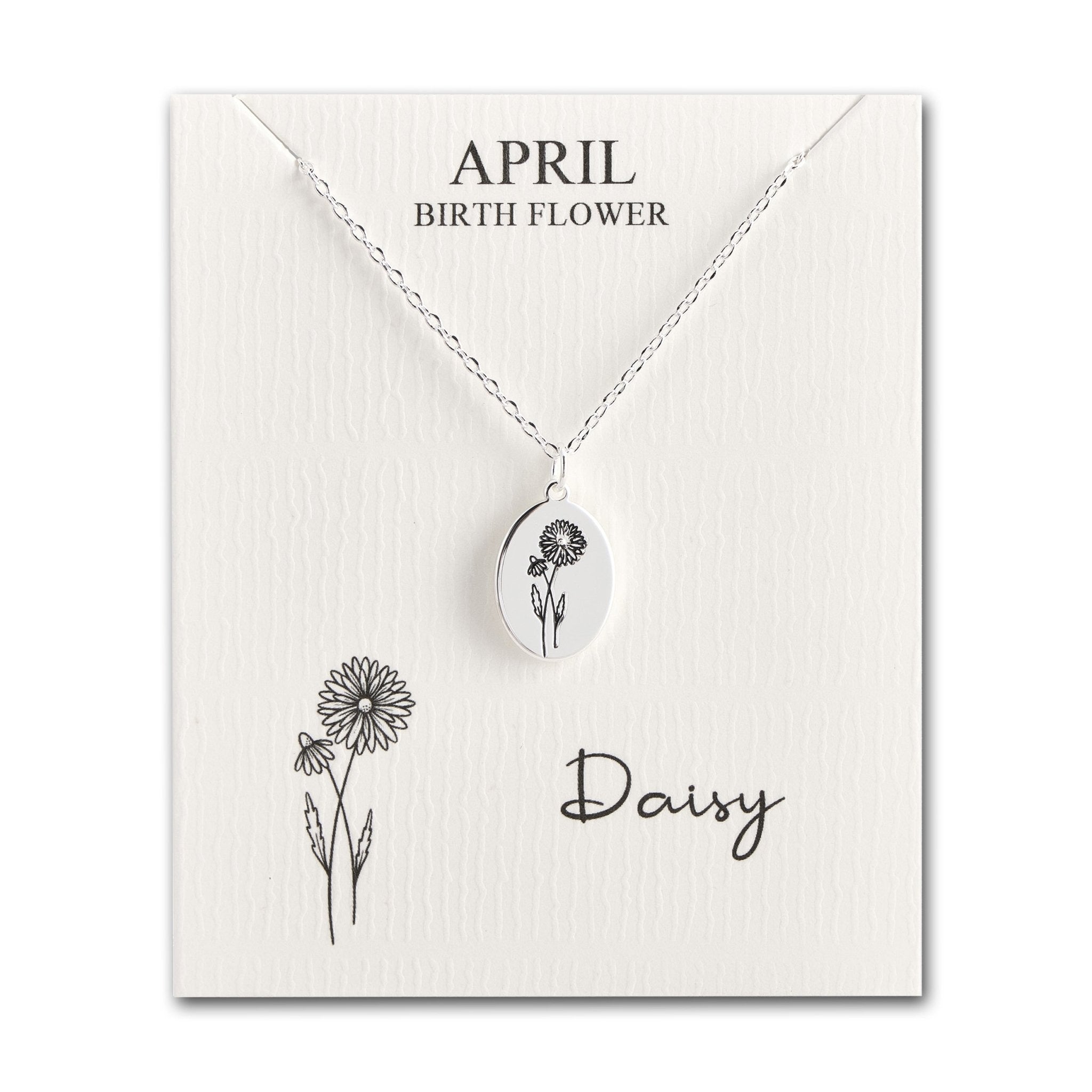 April Birth Flower Daisy Necklace with Card