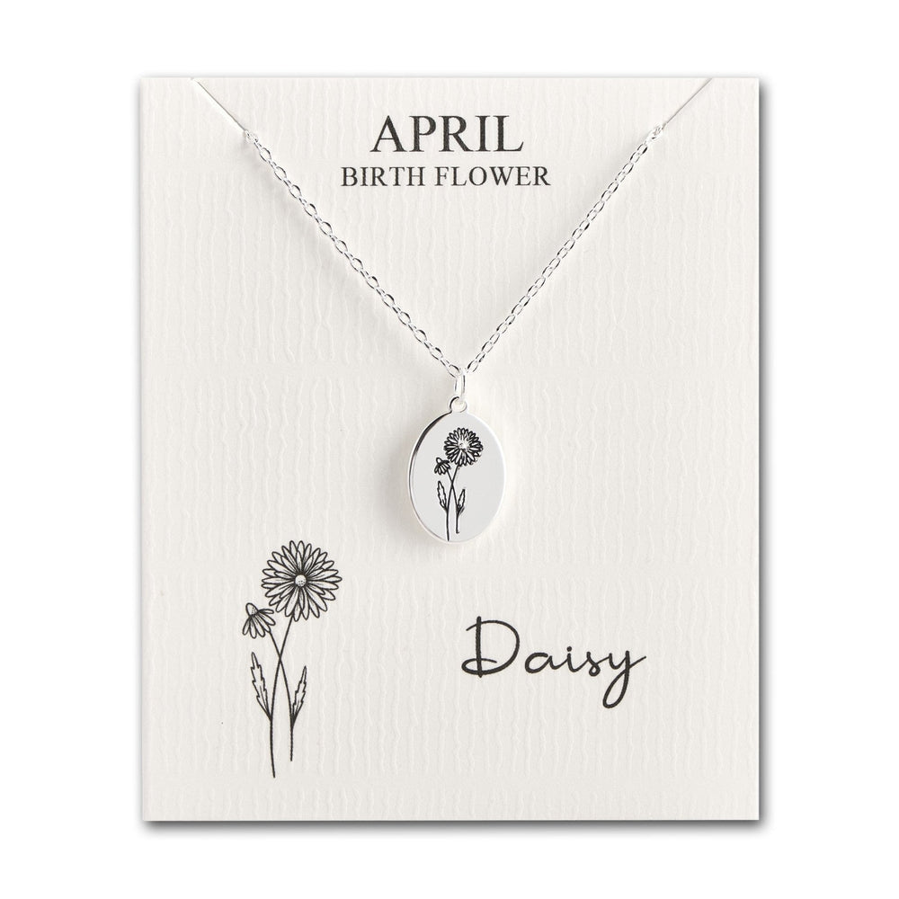 April Birth Flower Daisy Necklace with Card