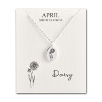 April Birth Flower Daisy Necklace with Card