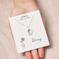 April Birth Flower Daisy Necklace with Card