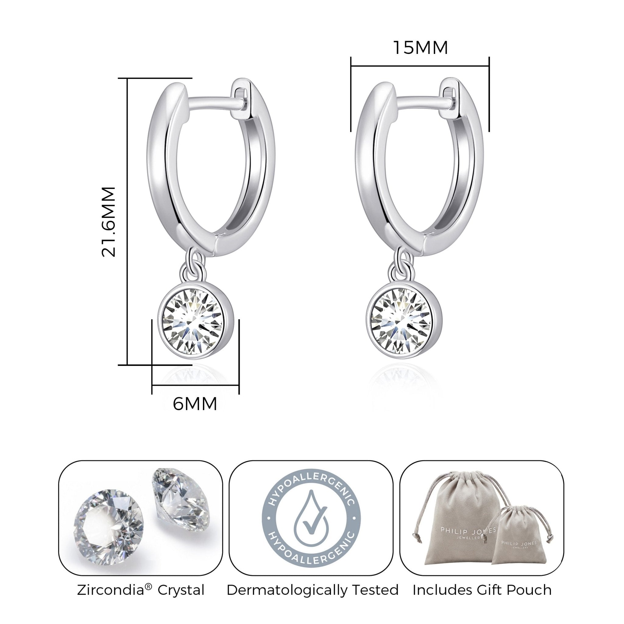 April Birthstone Hoop Earrings Created with Diamond Zircondia® Crystals