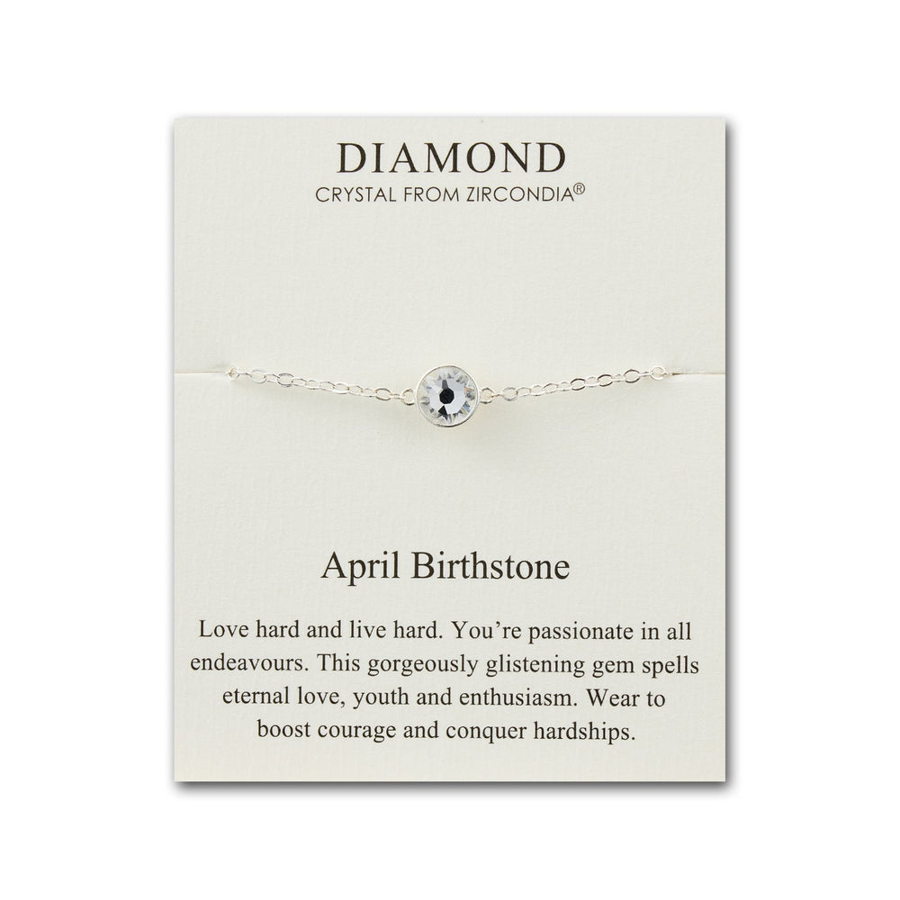 April (Diamond) Birthstone Anklet Created with Zircondia® Crystals