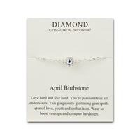 April (Diamond) Birthstone Anklet Created with Zircondia® Crystals