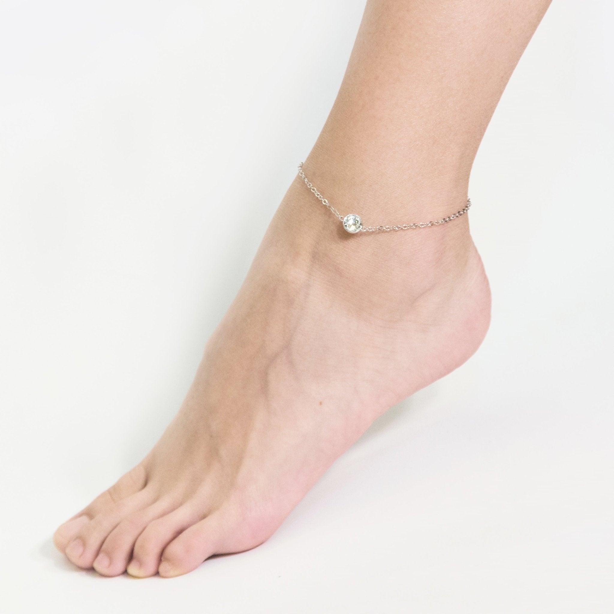 April (Diamond) Birthstone Anklet Created with Zircondia® Crystals