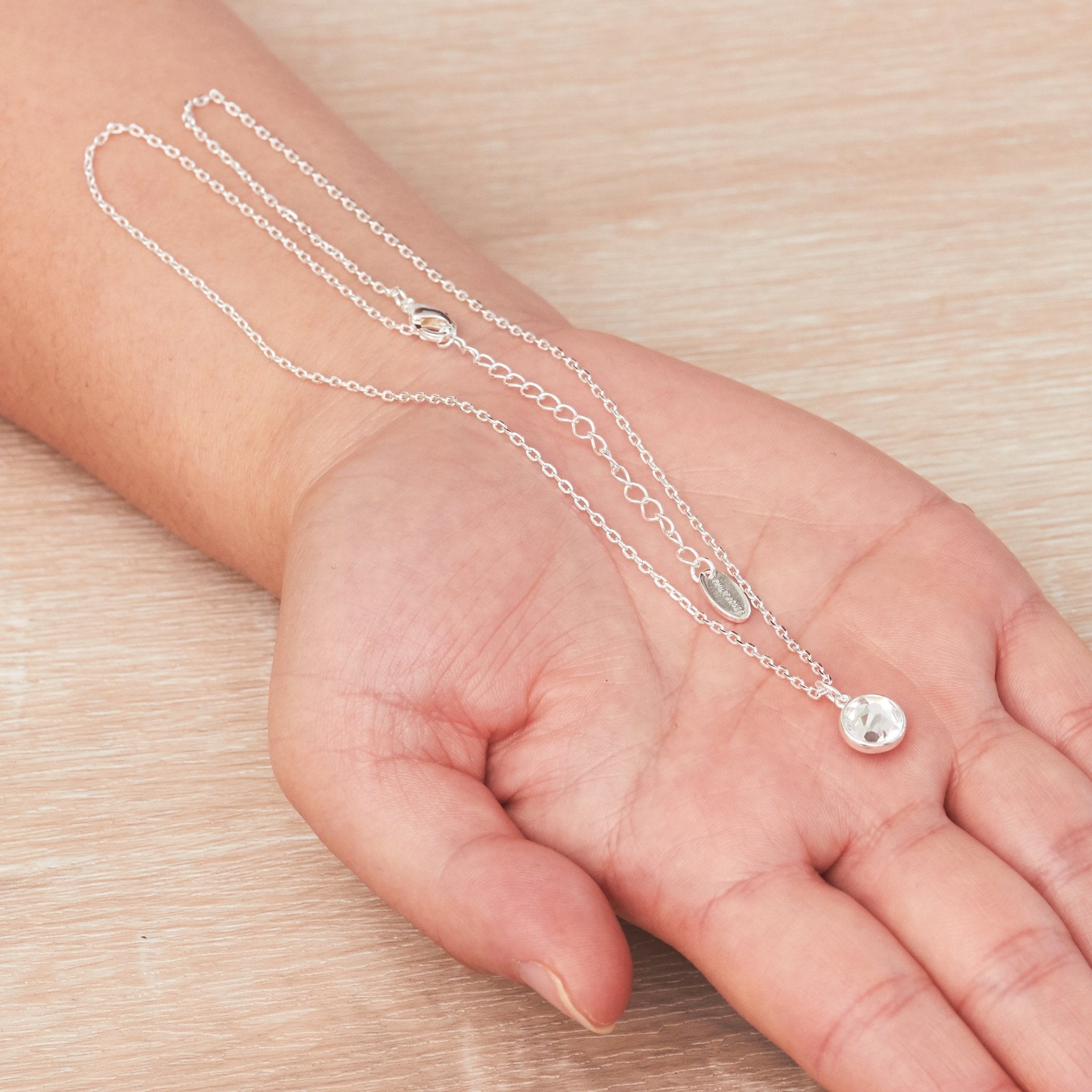 April (Diamond) Birthstone Necklace Created with Zircondia® Crystals