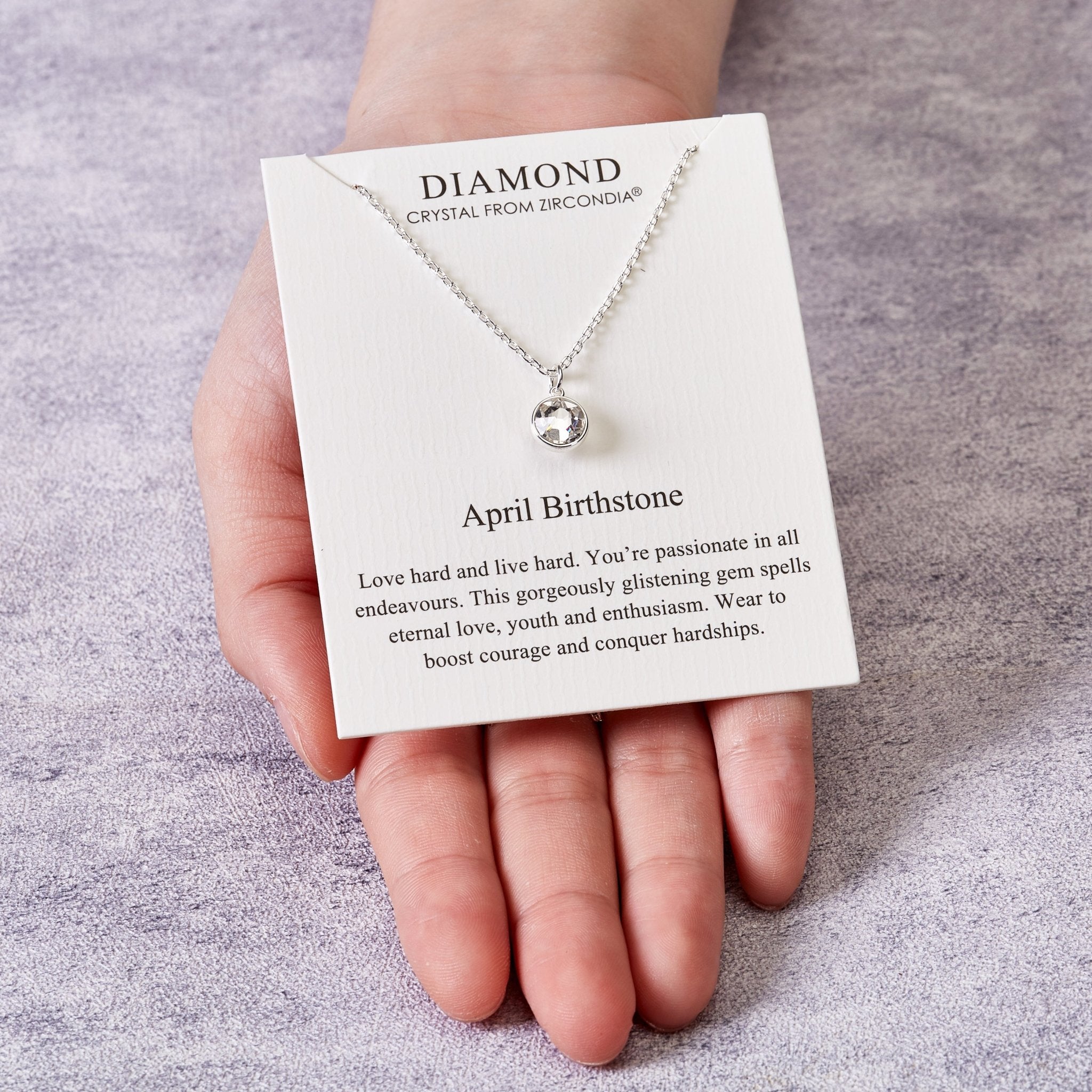 April (Diamond) Birthstone Necklace Created with Zircondia® Crystals