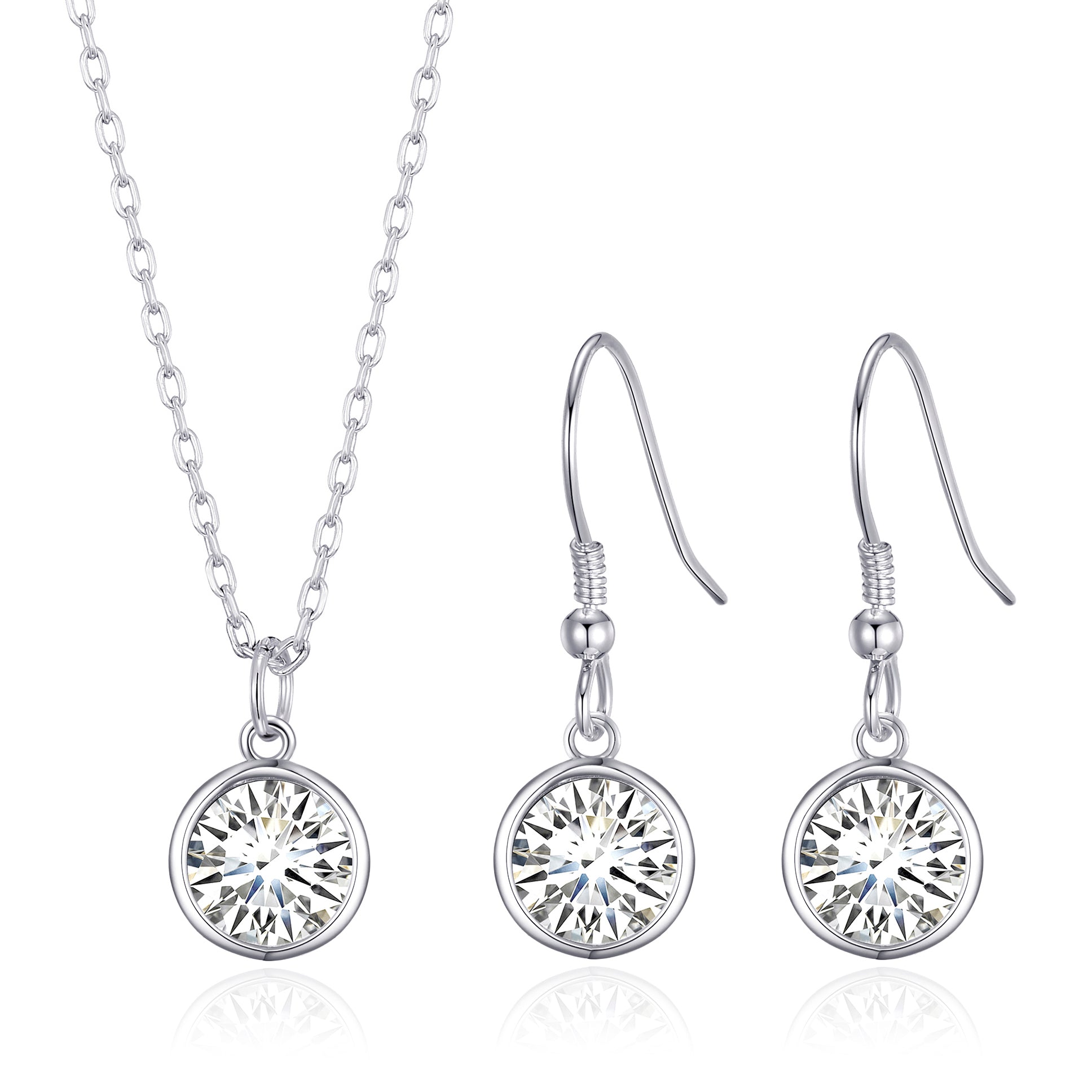 April (Diamond) Birthstone Necklace & Drop Earrings Set Created with Zircondia® Crystals