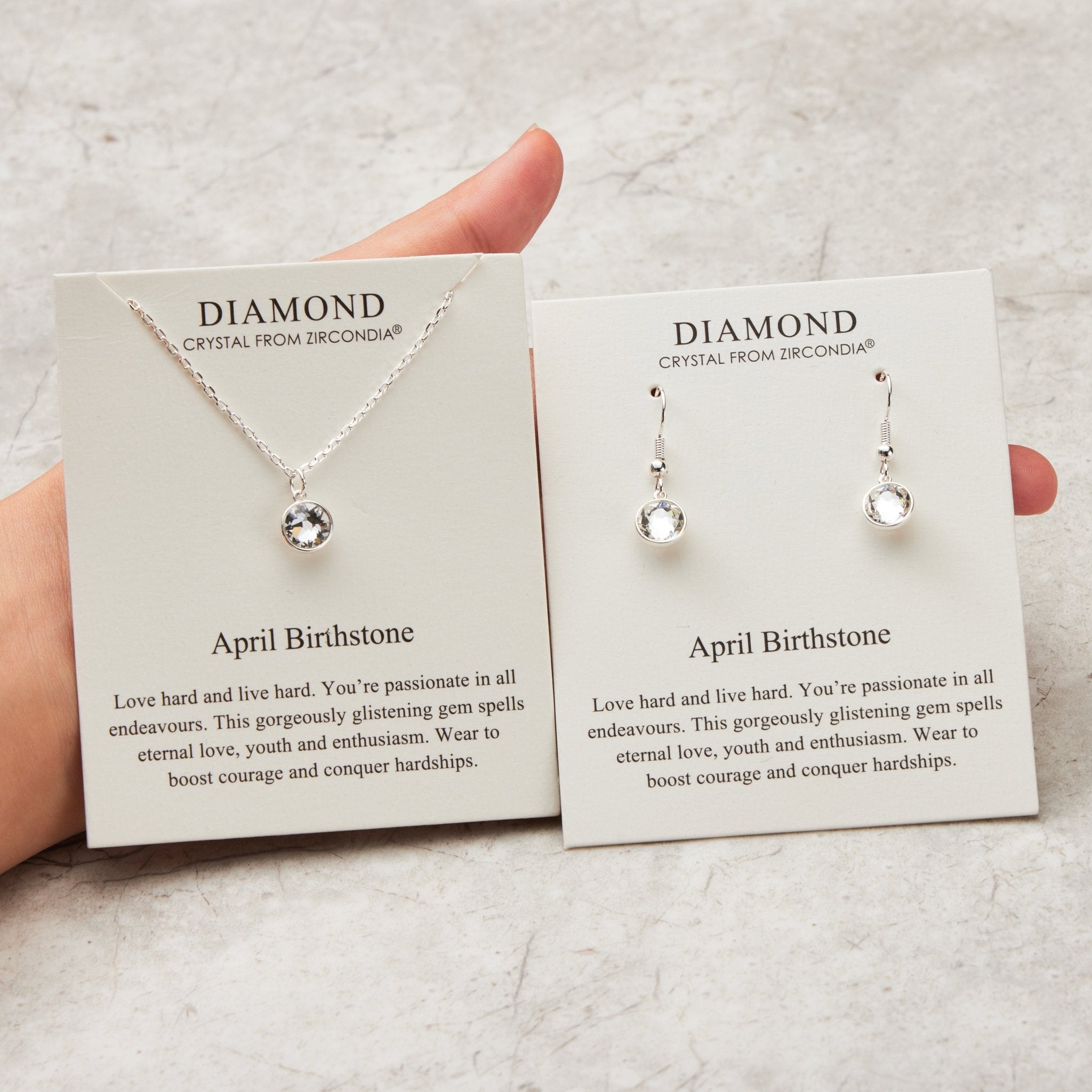 April (Diamond) Birthstone Necklace & Drop Earrings Set Created with Zircondia® Crystals