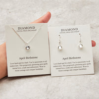 April (Diamond) Birthstone Necklace & Drop Earrings Set Created with Zircondia® Crystals