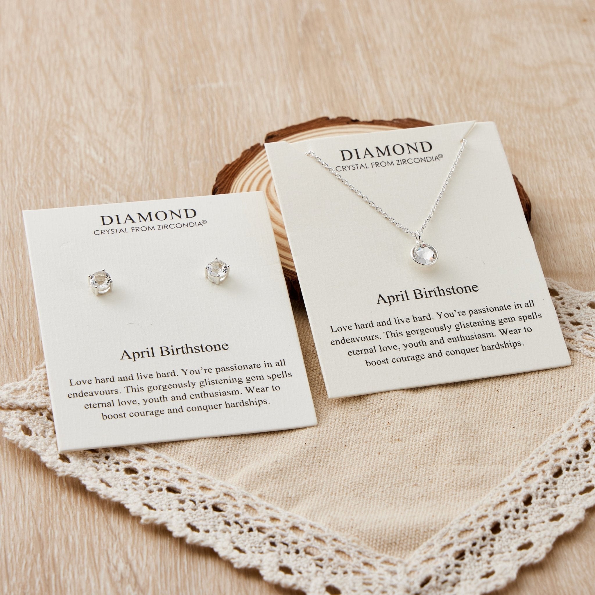 April (Diamond) Birthstone Necklace & Earrings Set Created with Zircondia® Crystals