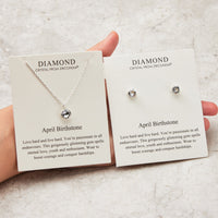 April (Diamond) Birthstone Necklace & Earrings Set Created with Zircondia® Crystals