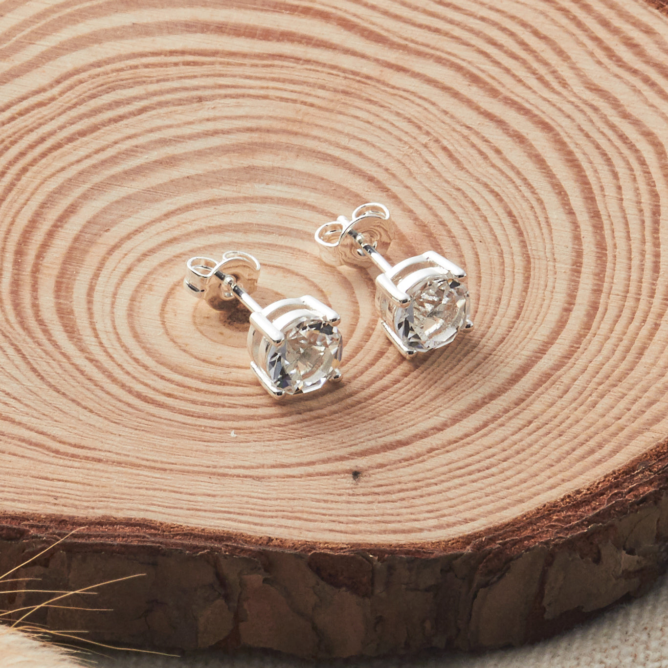 April (Diamond) Birthstone Earrings Created with Zircondia® Crystals