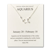 Aquarius Star Sign Zodiac Constellation Necklace and Quote Card with Zircondia® Crystals