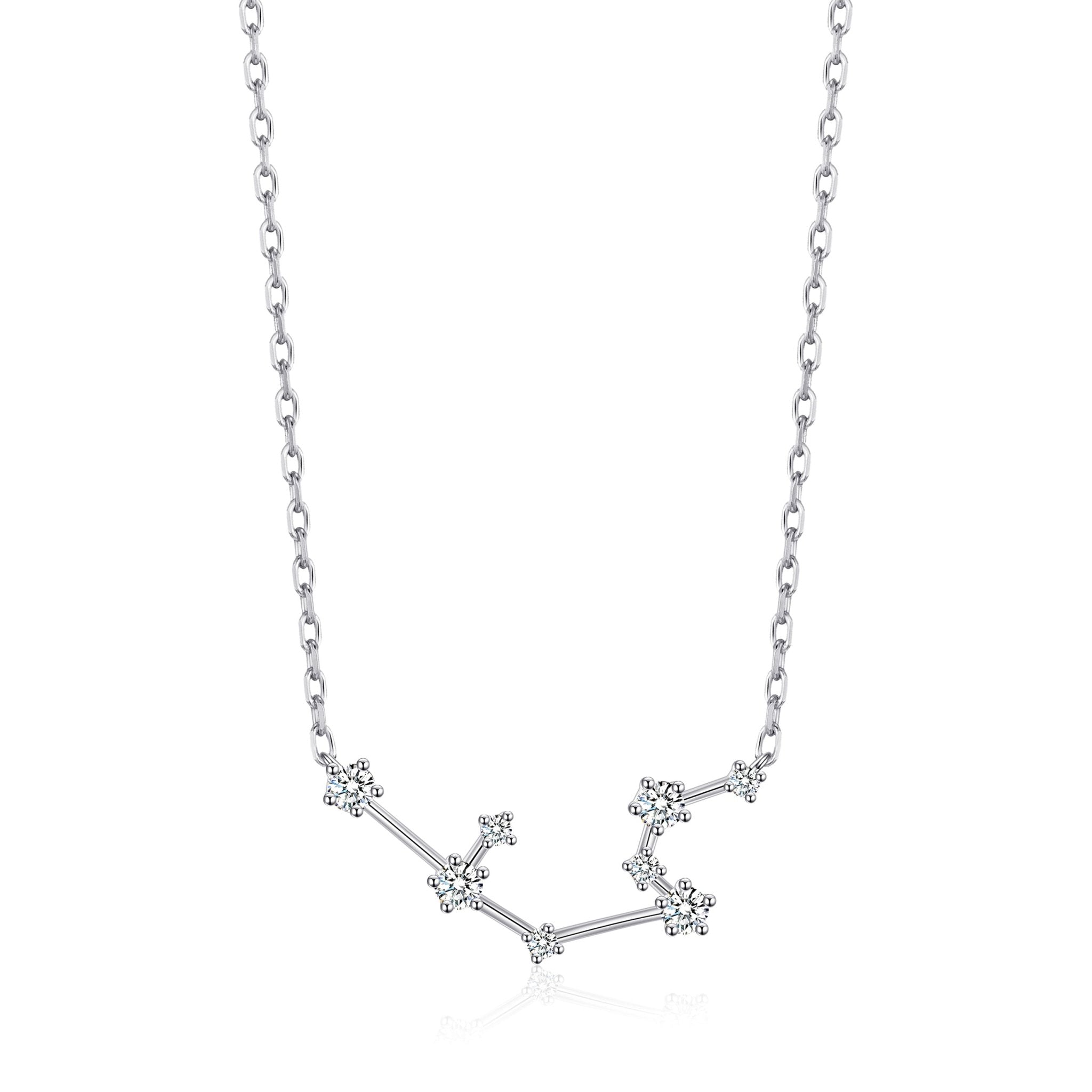 Aquarius Star Sign Zodiac Constellation Necklace with Zircondia® Crystals