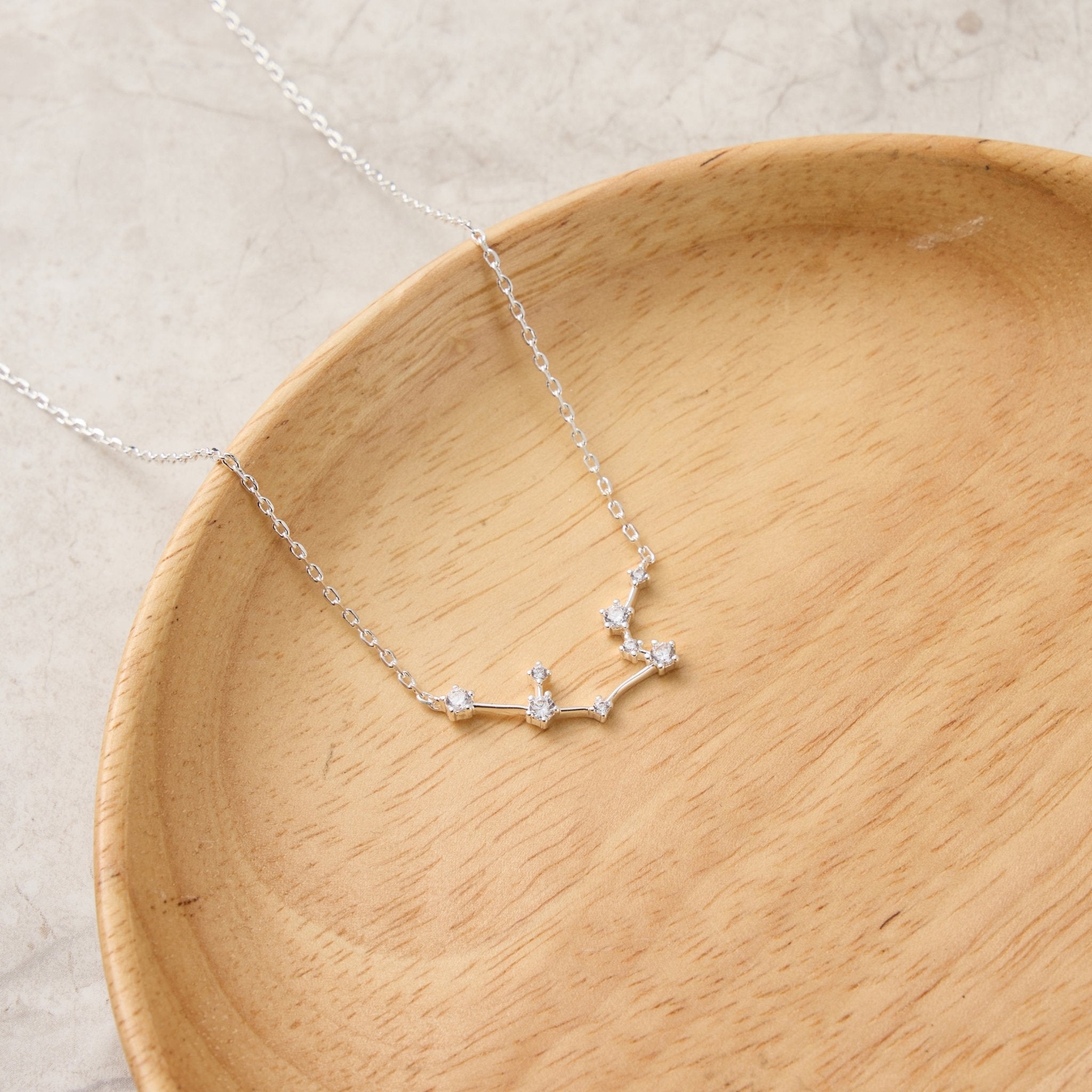 Aquarius Star Sign Zodiac Constellation Necklace with Zircondia® Crystals