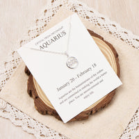 Aquarius Star Sign Zodiac Necklace and Quote Card with Zircondia® Crystals