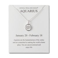 Aquarius Star Sign Zodiac Necklace and Quote Card with Zircondia® Crystals
