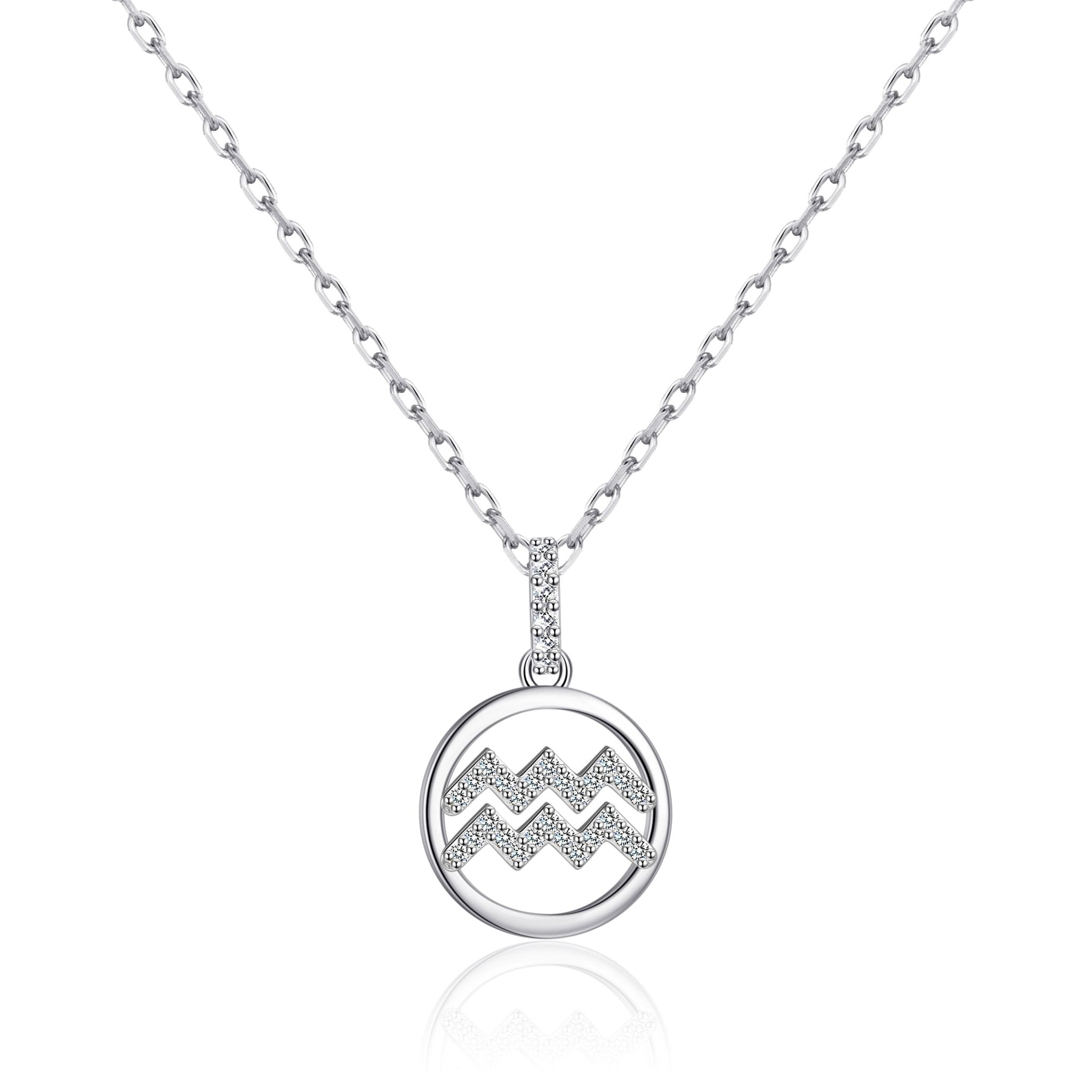 Aquarius Star Sign Zodiac Necklace and Quote Card with Zircondia® Crystals