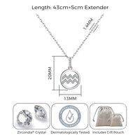 Aquarius Star Sign Zodiac Necklace and Quote Card with Zircondia® Crystals