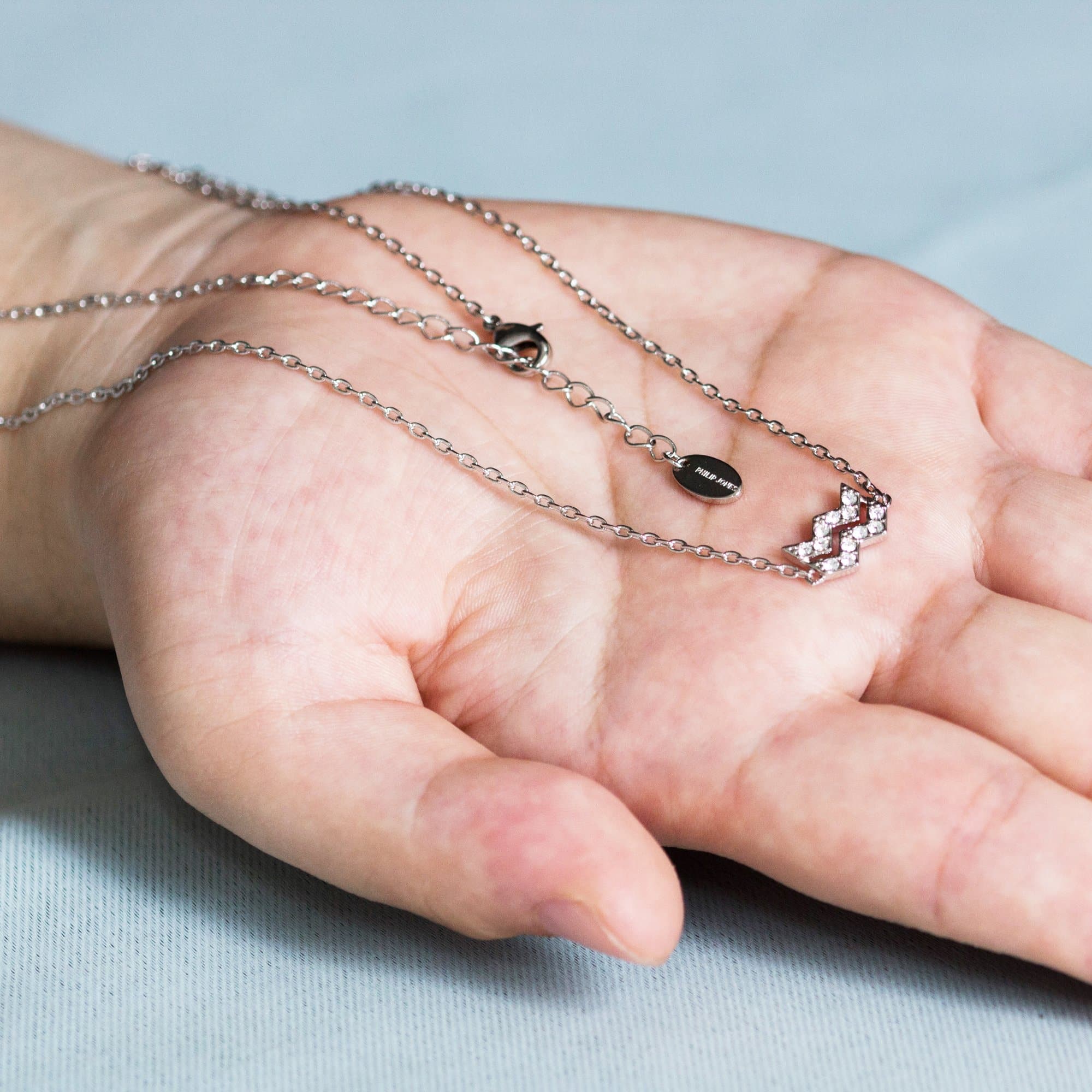 Aquarius Zodiac Star Sign Necklace Created with Zircondia® Crystals