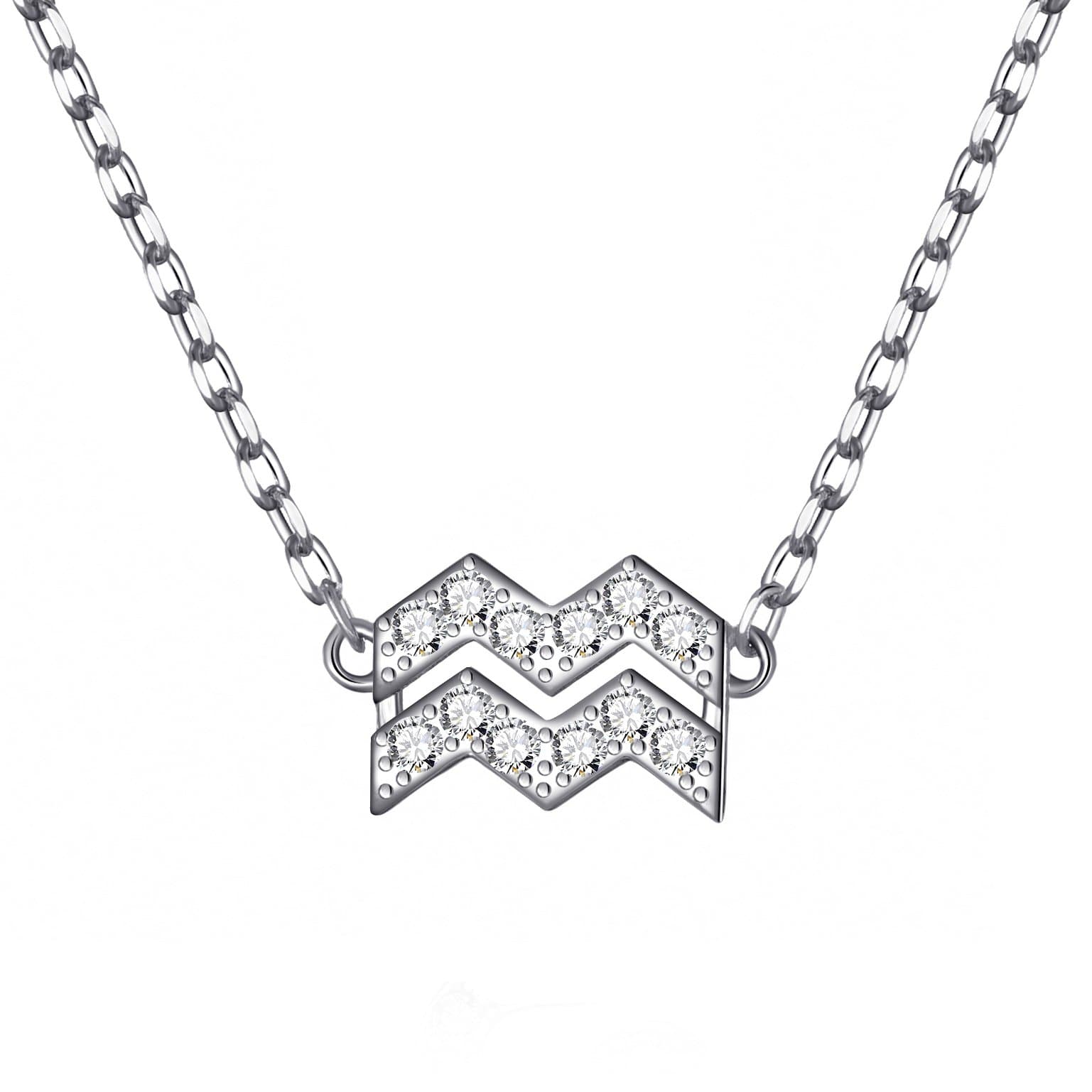 Aquarius Zodiac Star Sign Necklace Created with Zircondia® Crystals