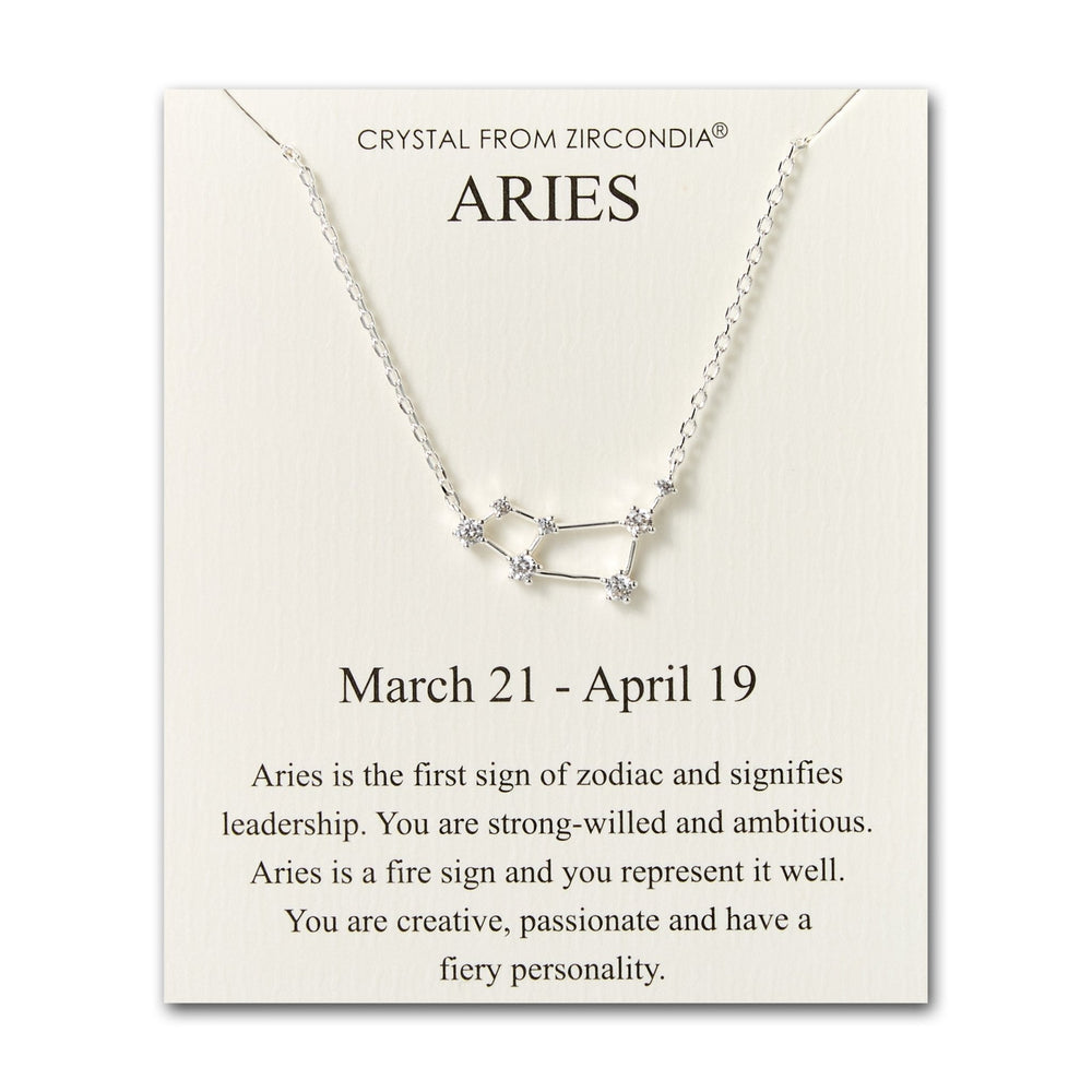 Aries Star Sign Zodiac Constellation Necklace and Quote Card with Zircondia® Crystals