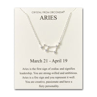 Aries Star Sign Zodiac Constellation Necklace and Quote Card with Zircondia® Crystals