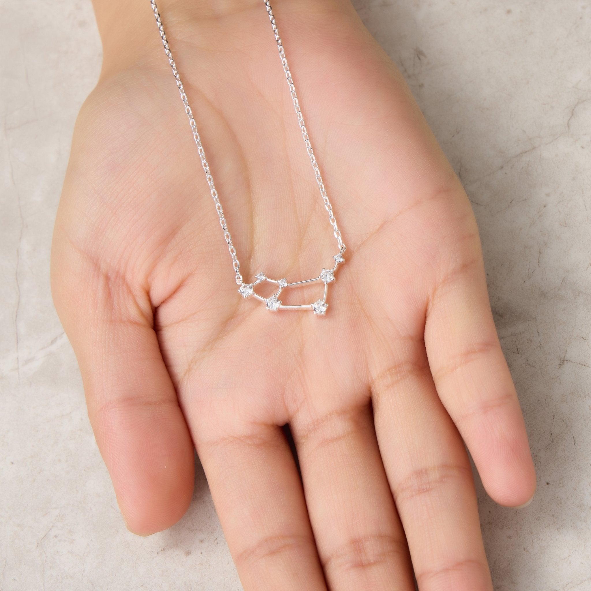 Aries Star Sign Zodiac Constellation Necklace with Zircondia® Crystals