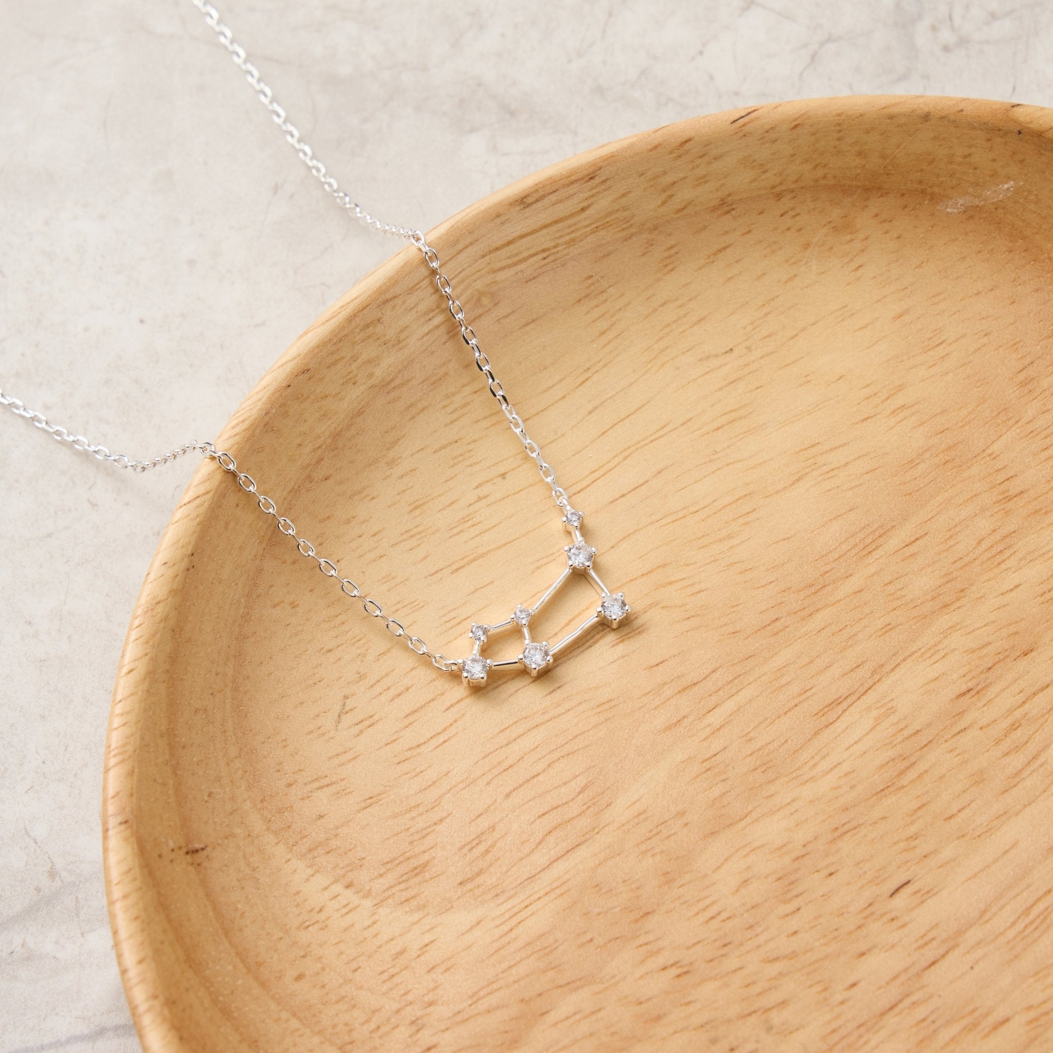 Aries Star Sign Zodiac Constellation Necklace with Zircondia® Crystals