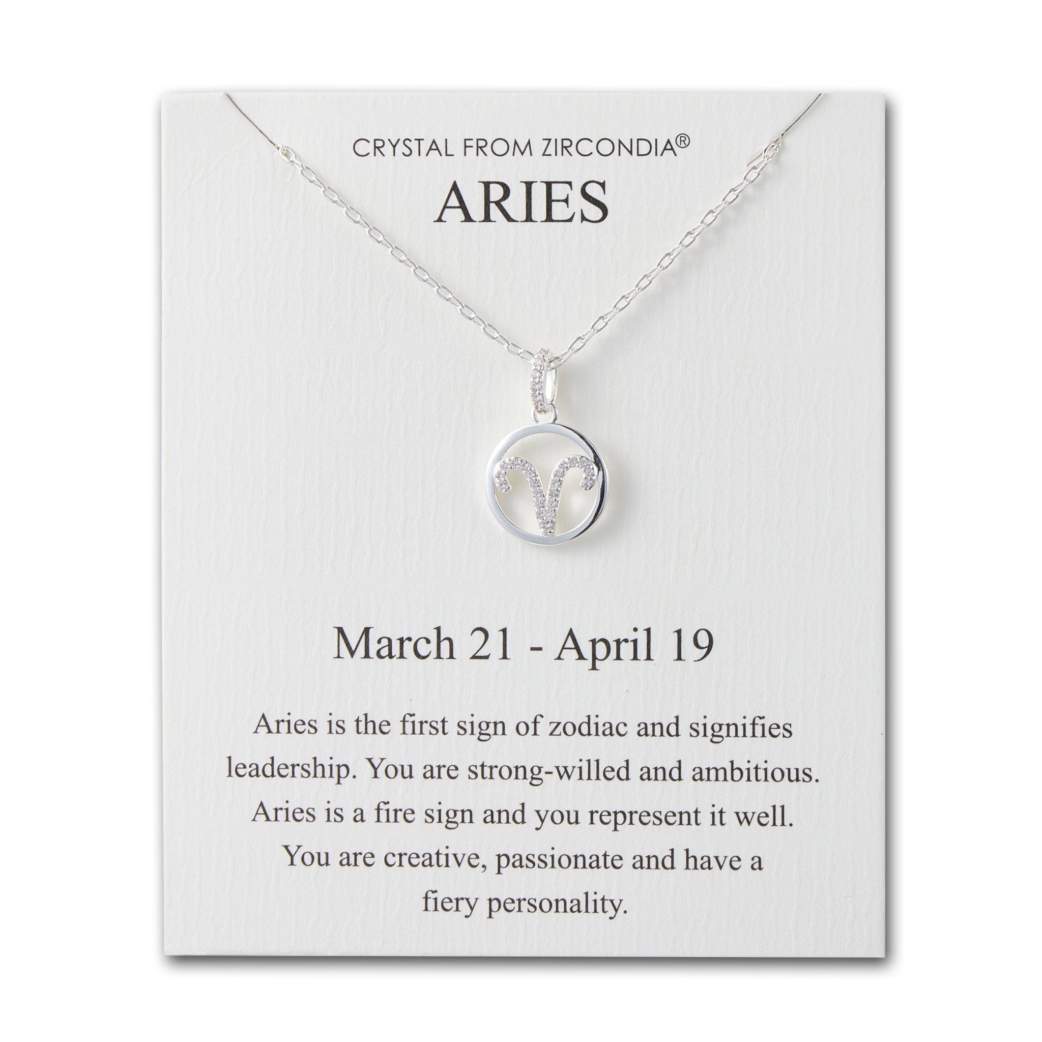 Aries Star Sign Zodiac Necklace and Quote Card with Zircondia® Crystals