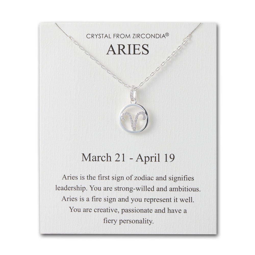Aries Star Sign Zodiac Necklace and Quote Card with Zircondia® Crystals