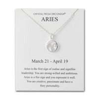 Aries Star Sign Zodiac Necklace and Quote Card with Zircondia® Crystals