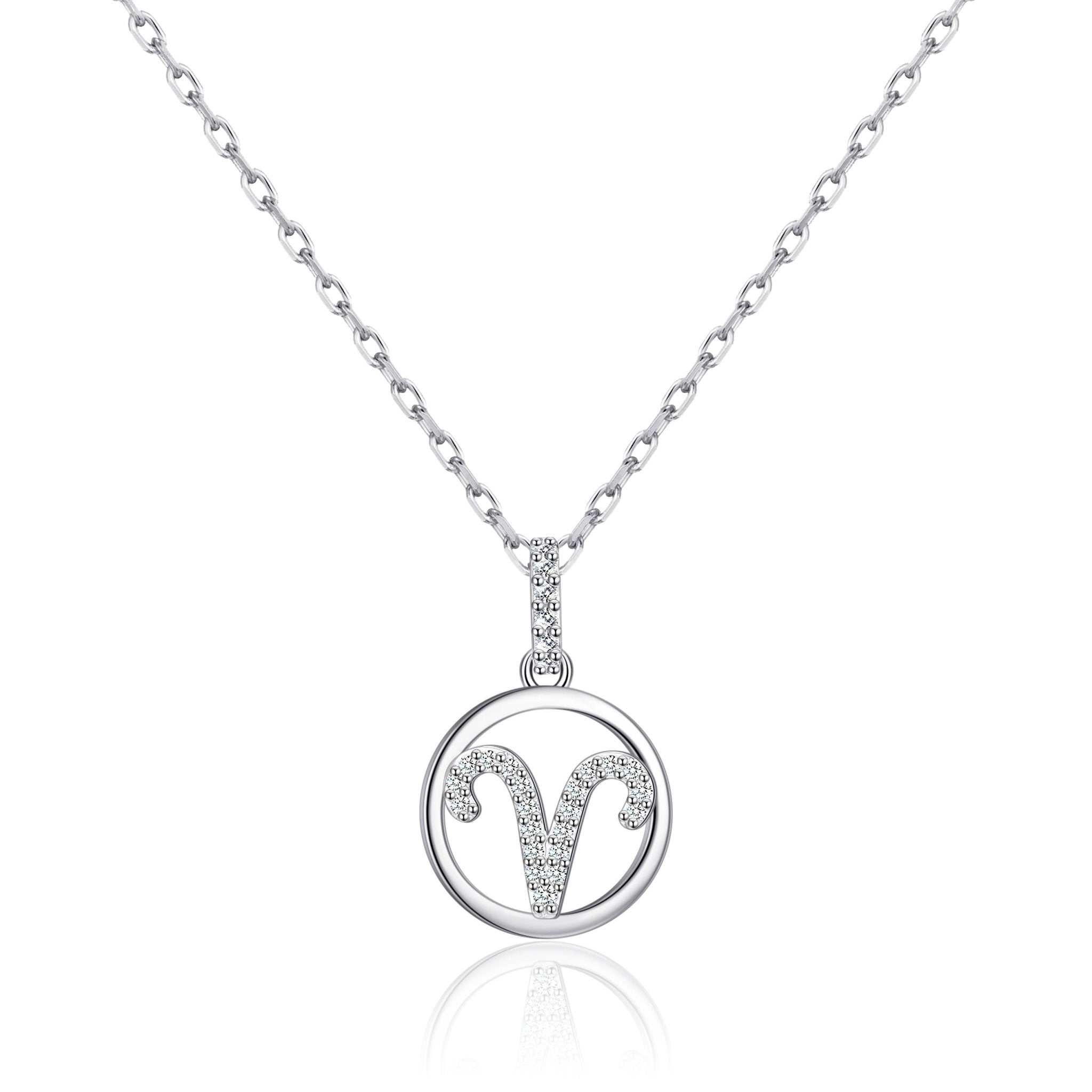 Aries Star Sign Zodiac Necklace with Zircondia® Crystals