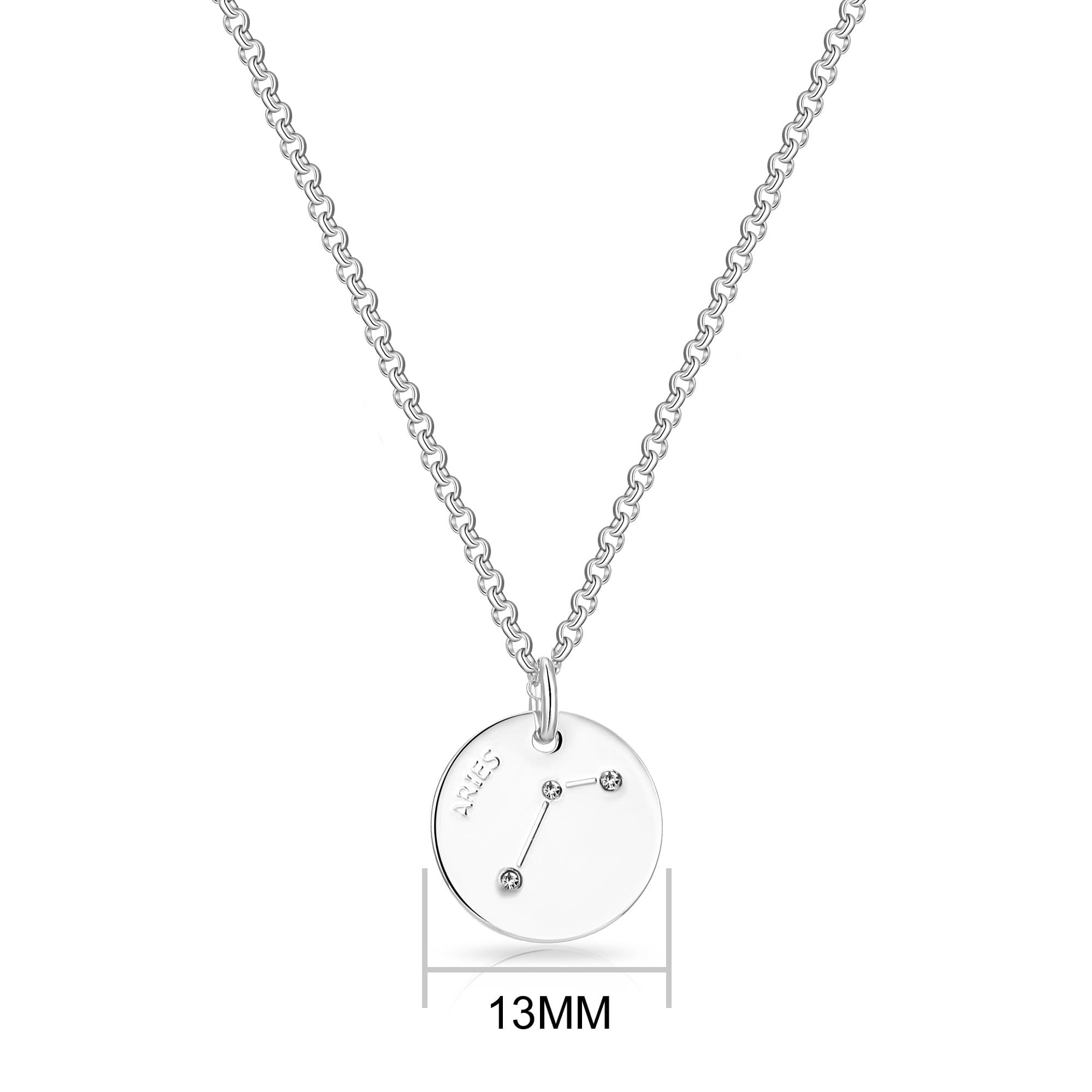 Aries Zodiac Star Sign Disc Necklace Created with Zircondia® Crystals