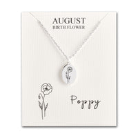 August Birth Flower Poppy Necklace with Card