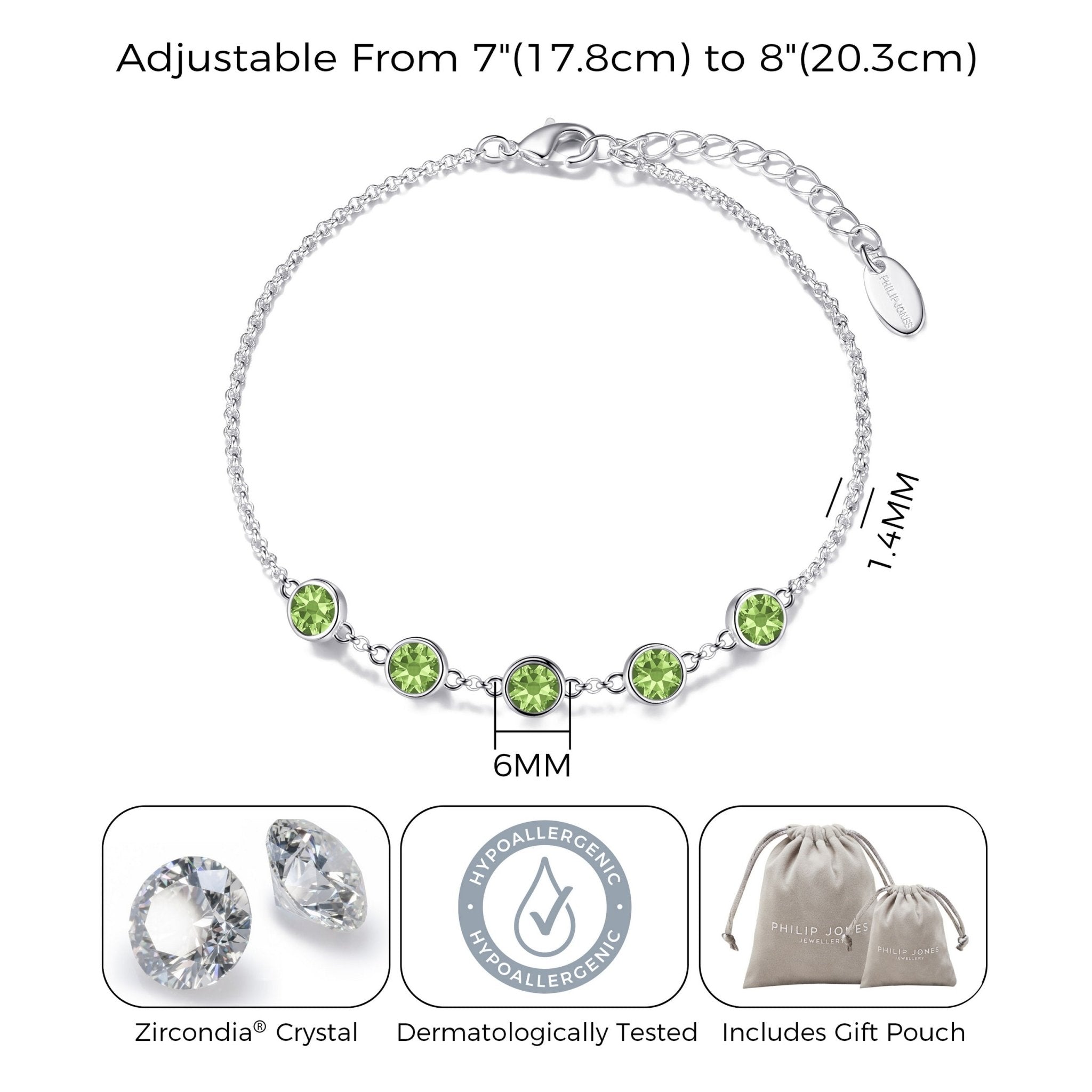 August Birthstone Bracelet Created with Peridot Zircondia® Crystals