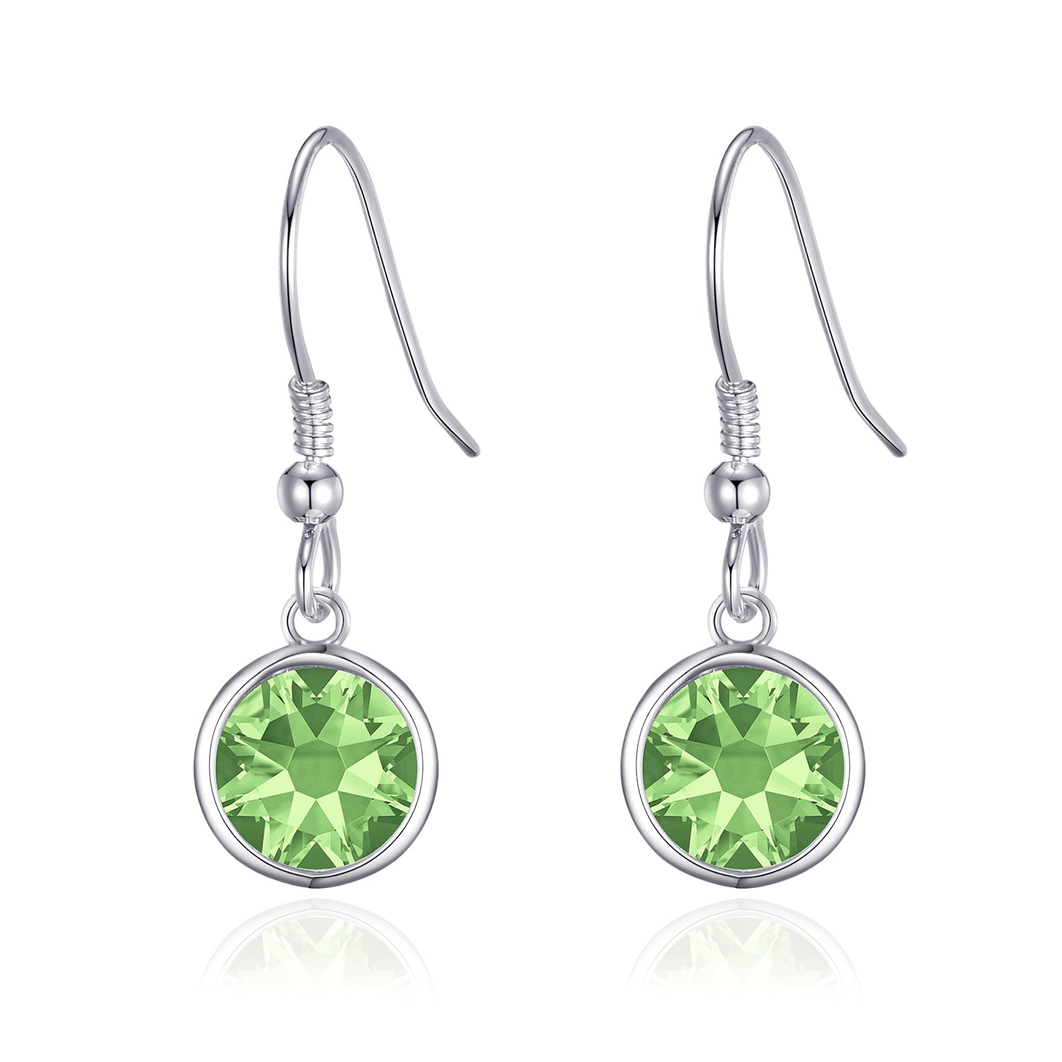 August Birthstone Drop Earrings Created with Peridot Zircondia® Crystals