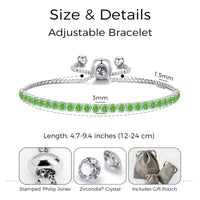 August Birthstone Friendship Bracelet with Peridot Zircondia® Crystals