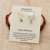 August Birthstone Hoop Earrings Created with Peridot Zircondia® Crystals