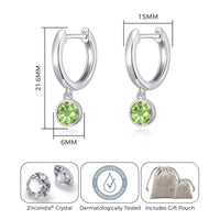 August Birthstone Hoop Earrings Created with Peridot Zircondia® Crystals