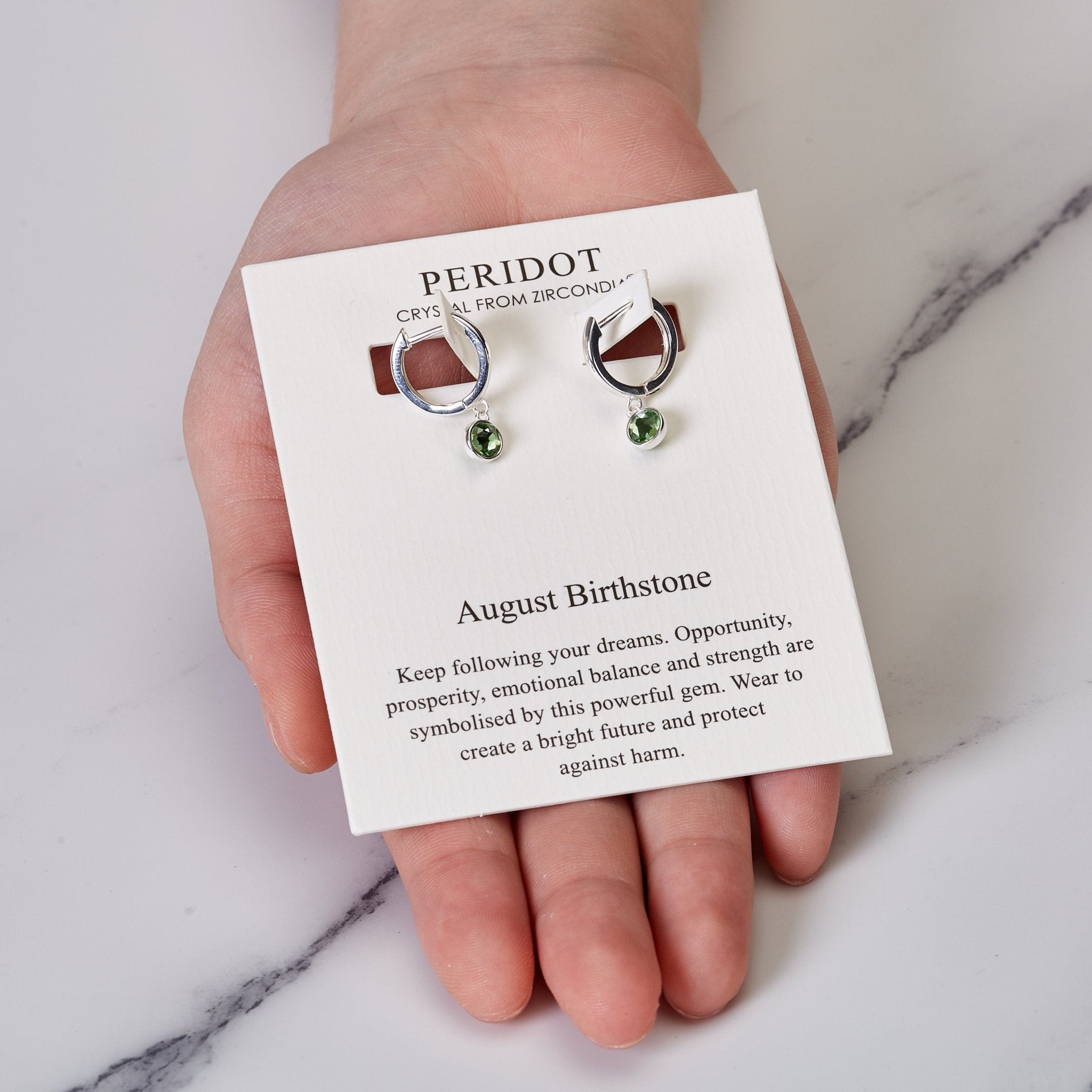 August Birthstone Hoop Earrings Created with Peridot Zircondia® Crystals