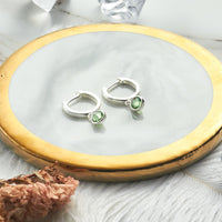 August Birthstone Hoop Earrings Created with Peridot Zircondia® Crystals