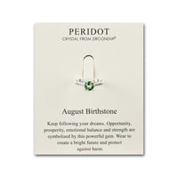 August (Peridot) Adjustable Birthstone Ring Created with Zircondia® Crystals