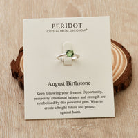 August (Peridot) Adjustable Birthstone Ring Created with Zircondia® Crystals