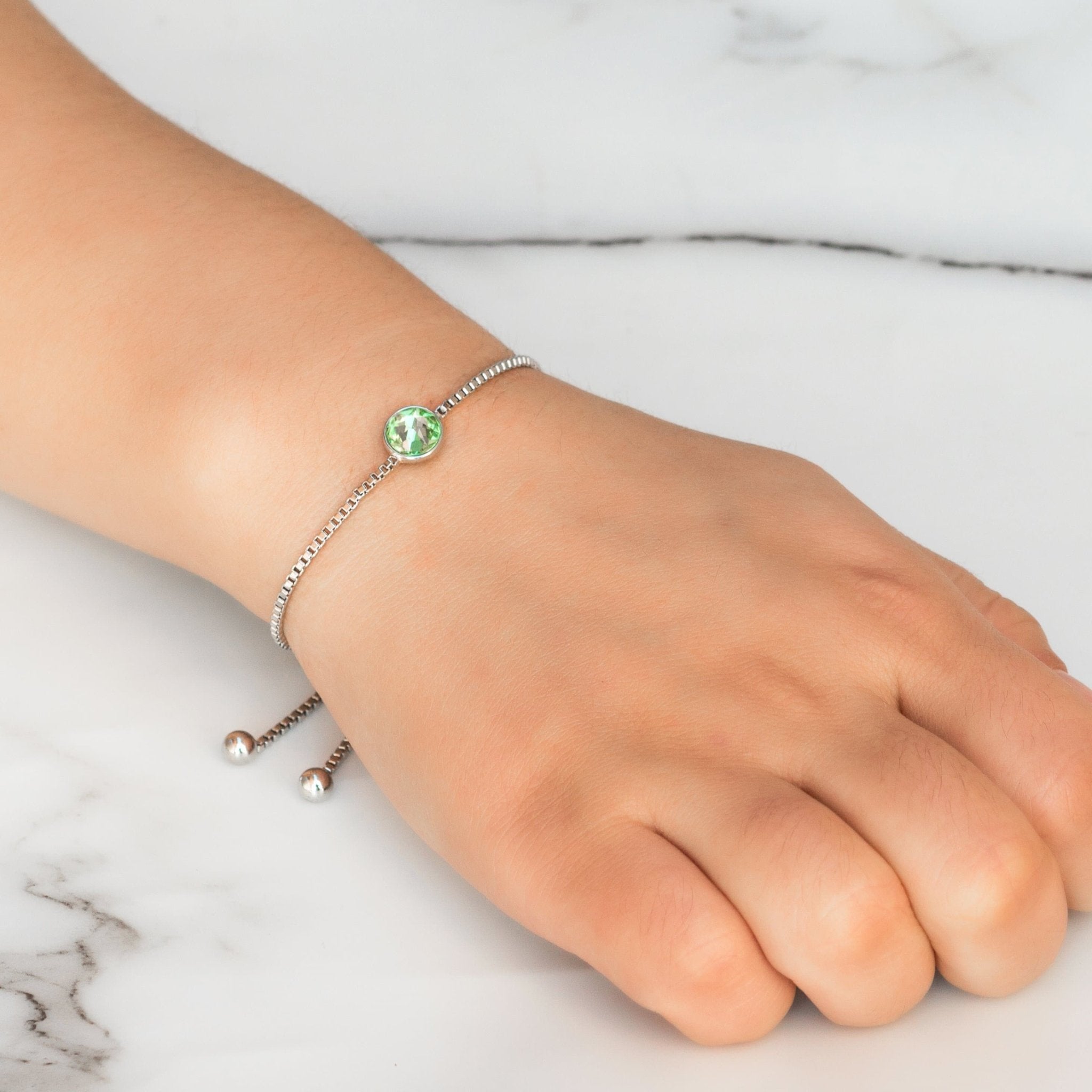 August (Peridot) Birthstone Bracelet Created with Zircondia® Crystals
