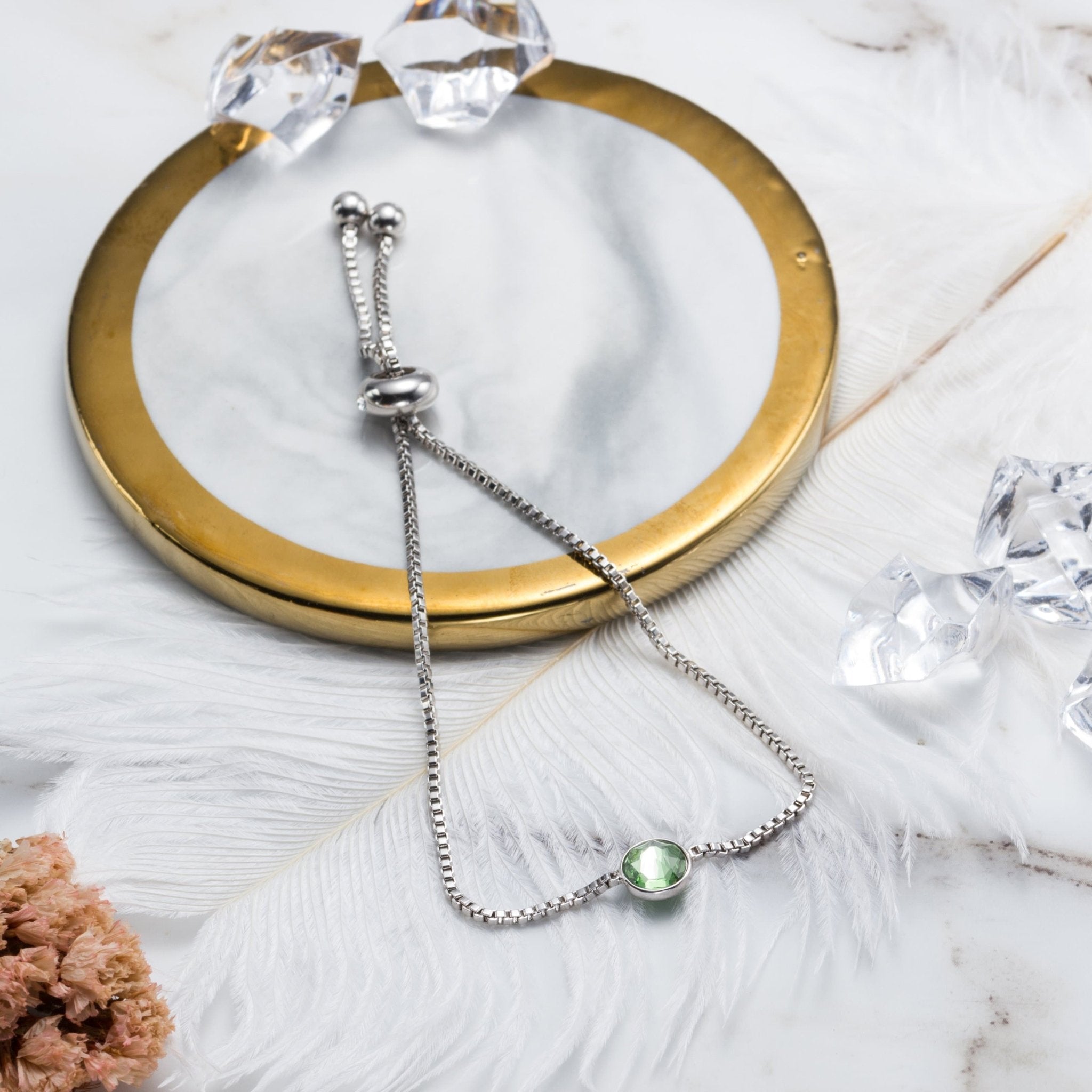 August (Peridot) Birthstone Bracelet Created with Zircondia® Crystals