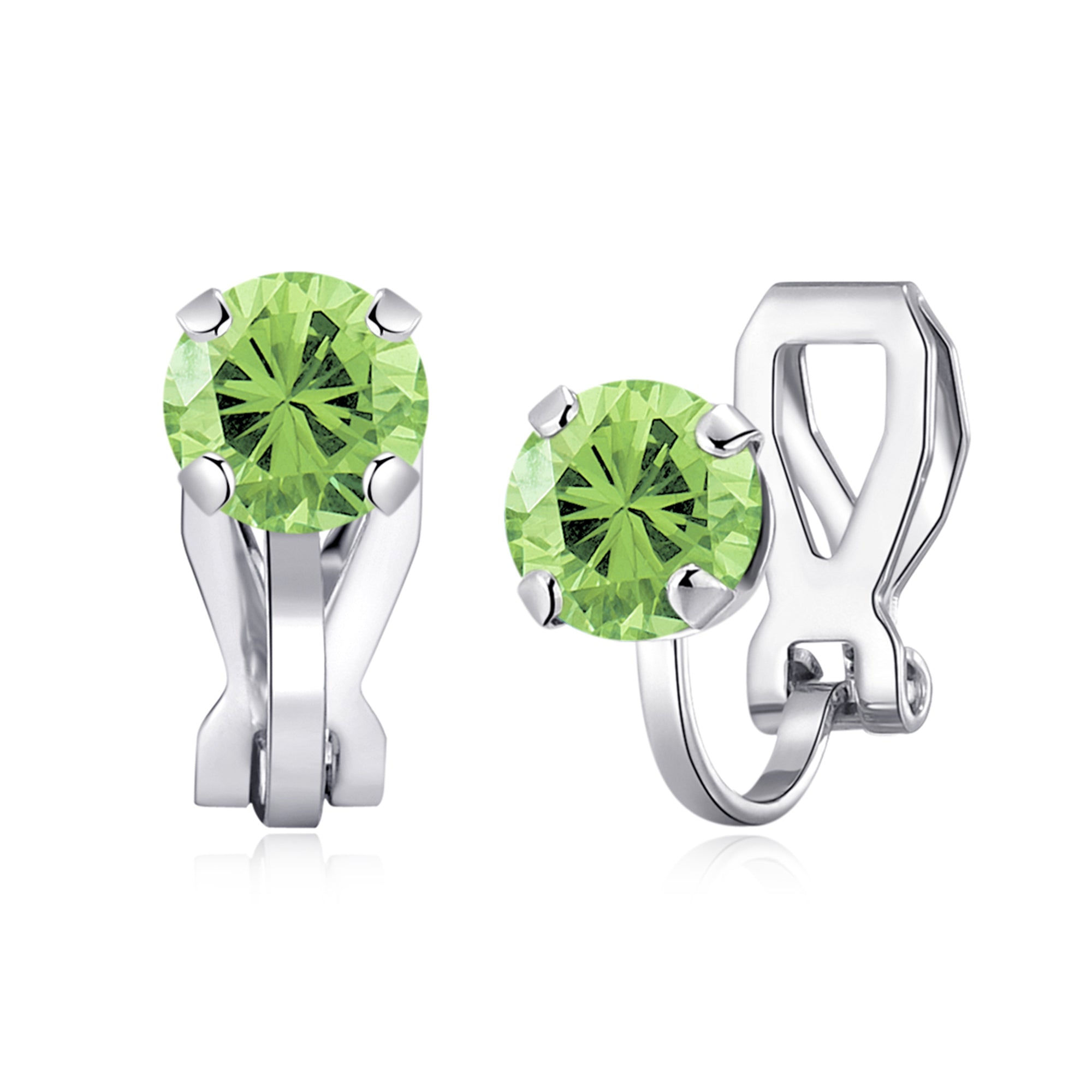 August (Peridot) Birthstone Clip On Earrings Created with Zircondia® Crystals