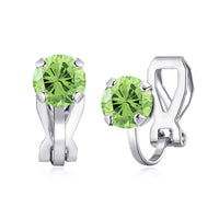 August (Peridot) Birthstone Clip On Earrings Created with Zircondia® Crystals